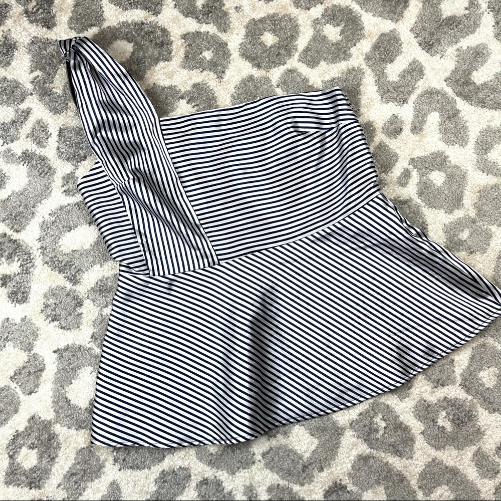 Banana Republic one shoulder striped peplum top 14
